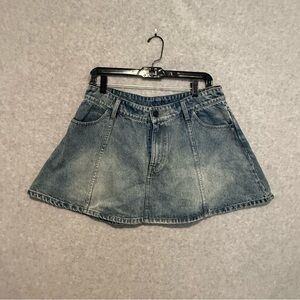 Denim A-Line Mini Skirt - Blue